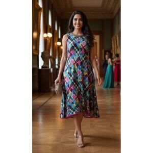 Women's - Benzer Sleeveless Abstract Print Kurta Dress, Size 34 (US 2)